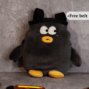 Black Egg Duck Chalk Bag | Cute Plush Climbing Bag for Bouldering & Gym Use