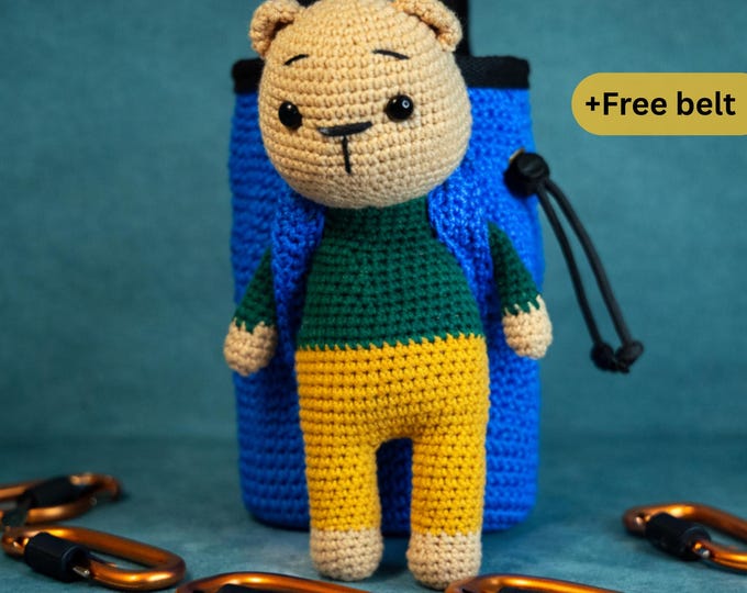 Plush Crochet Bear Chalk Bag