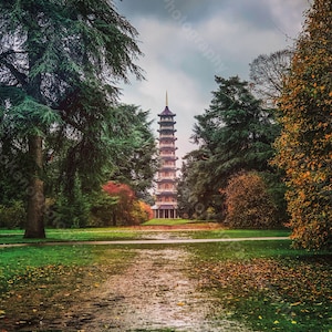 Die große Pagode, Royal Botanic Gardens, Kew (Digitaler Download), London, Geschichte, Architektur, Parks, Wandkunst, Wohnkultur