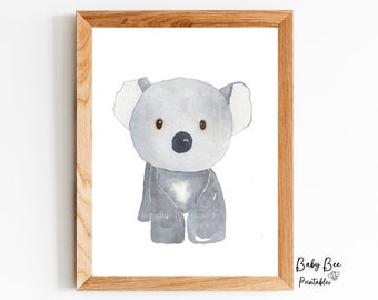Baby Koala Bear Watercolor Printable, Nursery Wall Art, Cute Baby Animal Prints, Baby Koala Print, Nursery Wall Art, Kids Room Printable Art