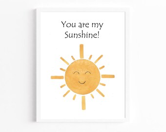 Printable Sun, You are my Sunshine, Printable Golden Sun, Nursery Wall Art, Nursery Wall Art, Kids Room Printable Art, Digital Download