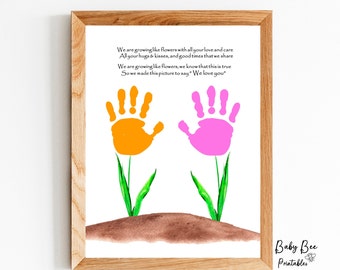 Growing like flower handprint poem/Handprint Footprint art craft/Mother's Day Birthday gift/Baby Toddler Kid craft/Printable