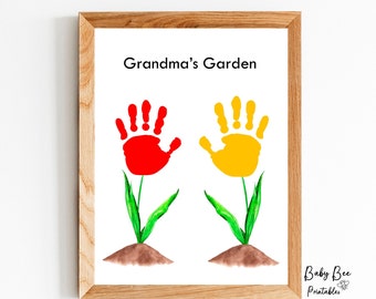 Mother's Day craft /Grandma's Garden Flower Handprint/gift from baby toddler kids/Handprint craft Mother's Day/Handprint art craft