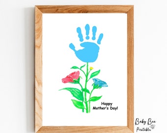 Happy Mother's Day Flower Handprint art/ Flower craft/ Printable Mother's Day gift/Mom aunt grandparents/boy, girl Handprint art.