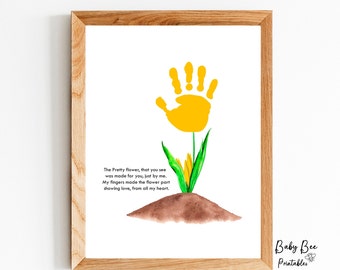 Handprint art craft/Poem Handprint/Baby toddler kid craft Keepsake/Mother's Day/Birthday gift/Pretty Flower Handprint Poem.