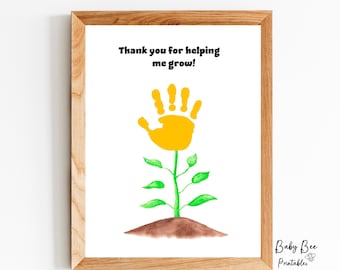 Helping me grow Handprint/Preschool craft/Handprint art Keepsake/Flower Handprint/DIY Gift.