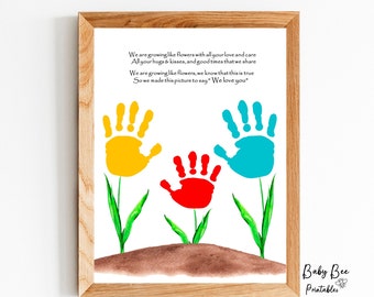 We are growing like flowers Poem Handprint art/Mother's Day Birthday gift/Baby Toddler Kids Handprint art craft/Siblings handprint gift.