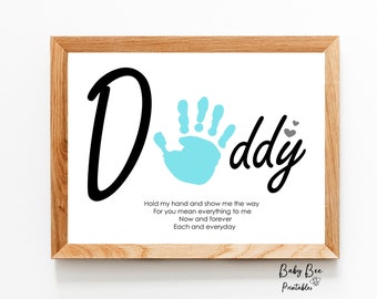 Dad Handprint Art, Father's Day Gift for Dad, Handprint Keepsake, Baby Toddler Kid Craft, To the World you are a father qoute.