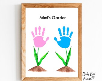 Mimi's Garden Flower Handprint/Mimi grandparent gift/Mother's Day craft Birthday Handprint art/Baby Toddler Kid art craft.