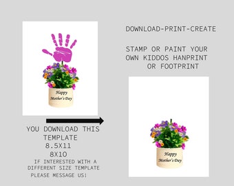 Flower Pot Handprint, Mother's Day gift/ Baby Toddler Craft, Printable Template, Gift for Mom/Happy Mother's Day/Preschool/Home Activity