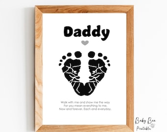 Papa, loop met mij gedicht, vaderdagcadeau voor papa, baby/peuter aandenken, voetafdruk kunst, afdrukbare sjabloon.