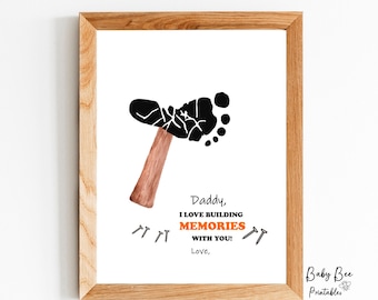 Building Memories with Daddy/ Hammer Footprint art/  Father's Day/Birthday Day Gift/Footprint art.