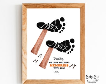 Building Memories with Daddy/ 2 Feet Hammer Footprint art/  Father's Day/Birthday Day Gift/Footprint art.
