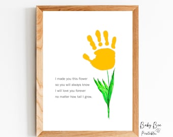 Flower handprint template,  No matter how tall I grow, Poem, Mother's Day/Birthday gift/Preschool activity, Kid, baby toddler craft.