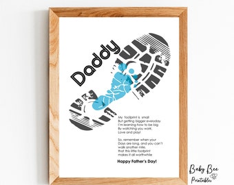 Daddy Footprint Gedicht, Baby Aandenken, Peuter knutselen, Vaderdag Cadeau, DIY Footprint Template, Voetstappen.