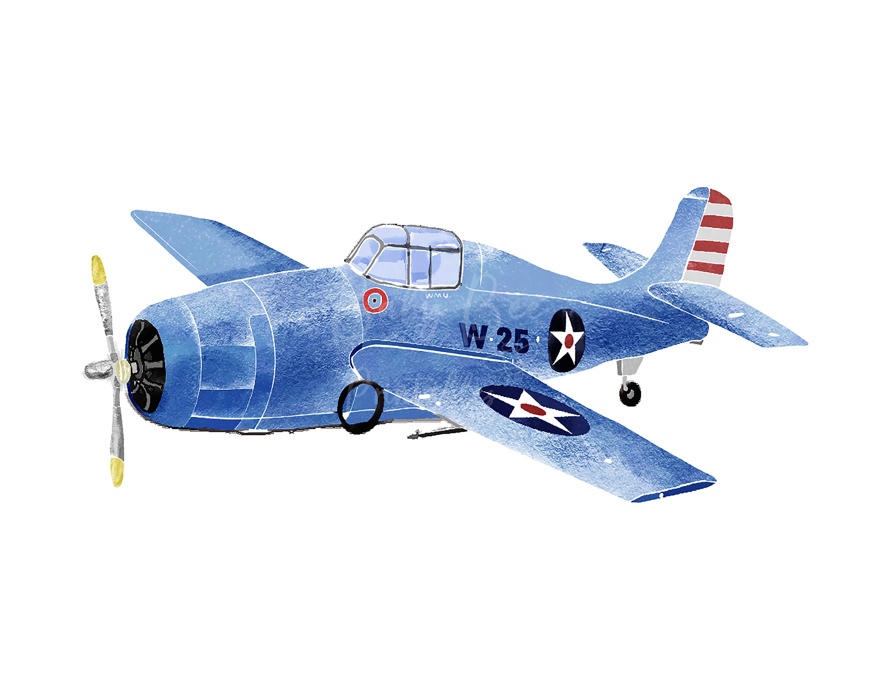 Airplane Print, F6F Hellcat, Printable Nursery Wall Art, Airplane ...