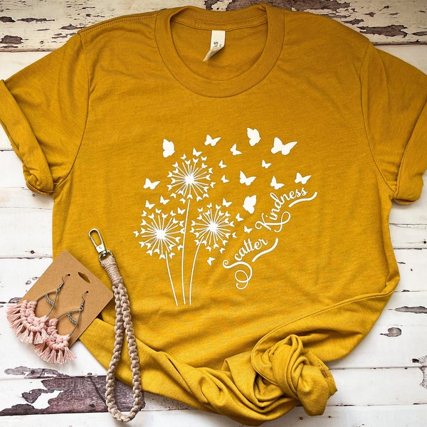 Scatter Kindness | Butterfly | Floral Mustard Yellow T-shirt