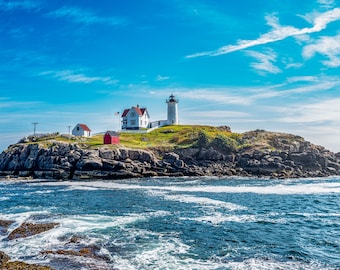 Lighthouse Print | Lighthouse Wall Art | Nubble Lighthouse | Lighthouse download | Lighthouse Wall Decor | Maine Wall Art | Coastal Wall Art