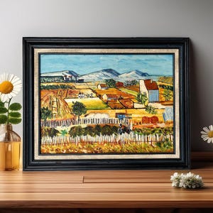 Van Gogh Style Oil Painting: Framed American Landscape Art (20x16&quot;)