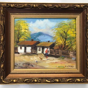 17x15” Antique Original Oil Painting Artist Signed Framed Painting Landscape Painting Genuine Hand Painted