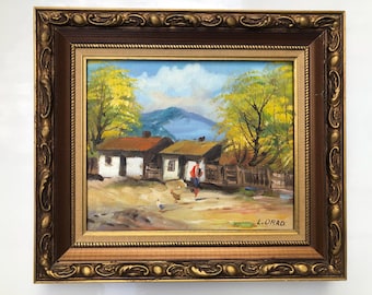 Antique Framed Oil Painting: Signed Landscape Art, 17x15”