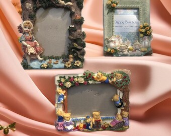 Vintage 3D Resin Floral Picture Frames: Ornate Japan Photo Frames