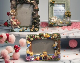 Vintage 3D Resin Floral Picture Frames: Ornate Japan Photo Frames