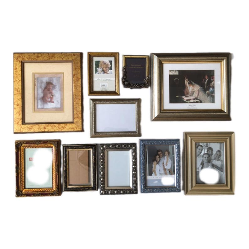 Retro Gallery Wall Frames Set, Vintage Gold, Silver, Champagne Gold