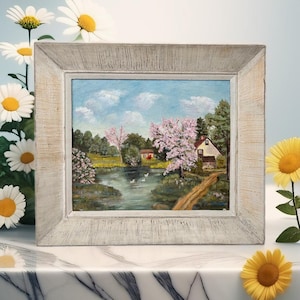 16x14” Antique Original Oil Painting Artist Signed Framed Painting Landscape Painting Genuine Hand Painted