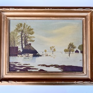 Antique Oil Painting 19x14 Original Painting Signed by Artist  Framed Painting Landscape Painting Genuine Hand Painted American Painting