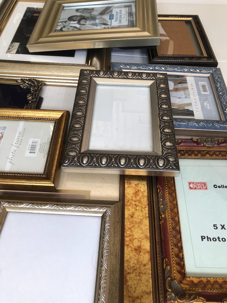 Retro Gallery Wall Frames Set, Vintage Gold, Silver, Champagne Gold