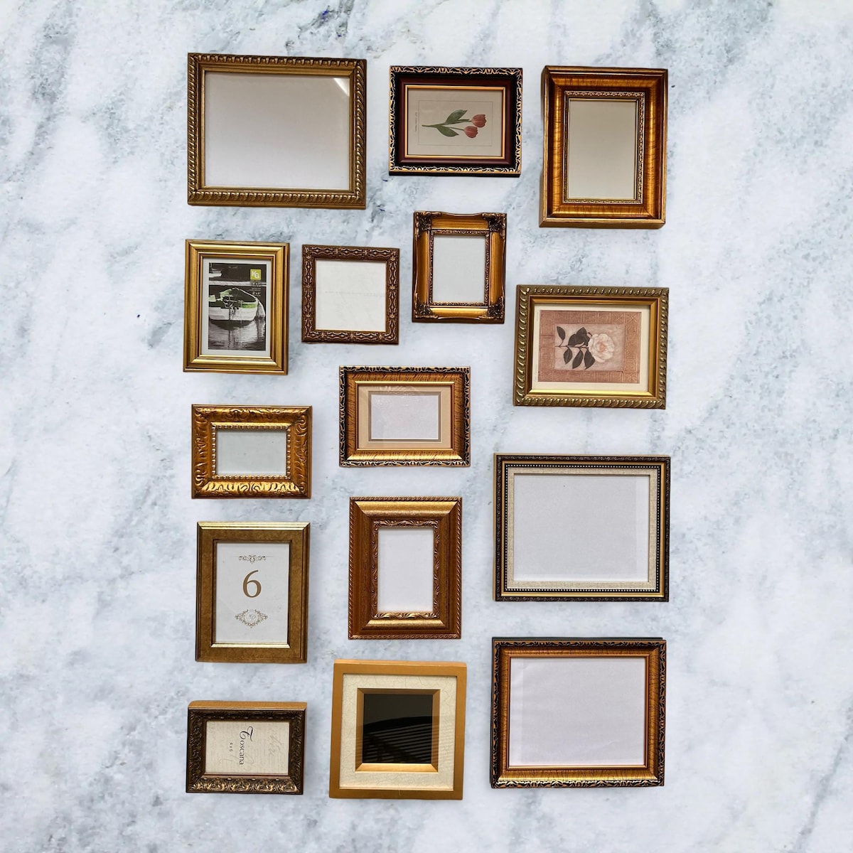 Vintage Ornate Gallery Wall Frames | 5 Assorted Gold Frames Set