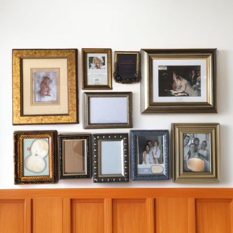 Retro Gallery Wall Frames Set, Vintage Gold, Silver, Champagne Gold