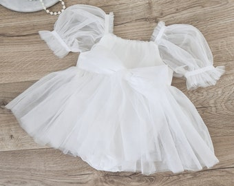 Baby Girl 1st Birthday Dress, Cake Smash Outfit, Photoshoot Dress, Baby Girl White Princess Dress
