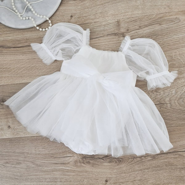 Baby Girl 1st Birthday Dress, Cake Smash Outfit, Photoshoot Dress, Baby Girl White Princess Dress