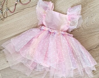 Baby Girl Birthday Dress, Cake Smash Outfit,Girls Partywear, Baby Girl Pastel Party Dress, Princess Dress