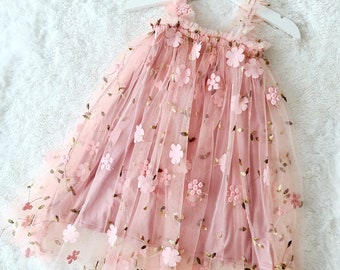 Baby Girl Birthday Dress, Cake Smash Outfit, Baby Floral Tulle Party Dress, Princess Dress