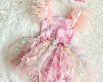 Baby Girl Birthday Dress, Cake Smash Outfit, Fairy Pastel Party Dress, Princess Butterfly Dress