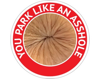 Funny Prank Vinyl Decal - You Park Like an Asshole Butthole Sticker, Hilarious Car Window Decoration