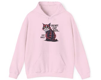 Grumpy Cat Exit Only Hoodie, Grumpy Cat Sweatshirt, Funny Cat Apparel, Cat Lovers Gift, Unisex Hoodie, Cat Owner Clothing