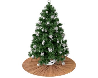 Christmas Tree Skirt, Butthole Covered, Soft Plush Fleece 44in Diameter, One-Sided Print, Festive Cream Design for Holiday Decor
