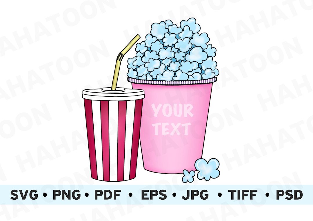 Popcorn SVG, Movie Popcorn Bag Svg, Paper Cups Sticker SVG, Movie Night