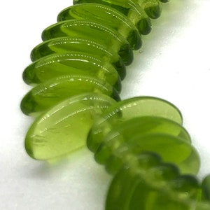 Vintage Peridot Green Curved Drop Glass Beads