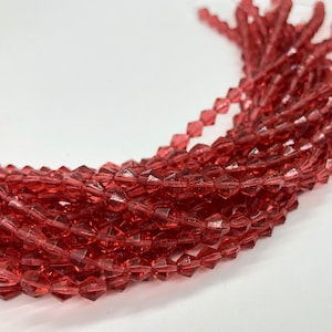 Vintage Lucite Cranberry 5mm Bicone Beads