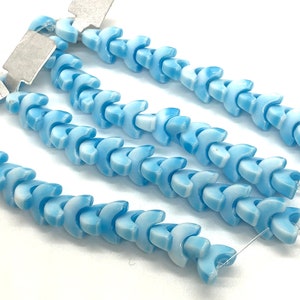 Vintage German Baby Blue and White Givre Curved Glass Beads