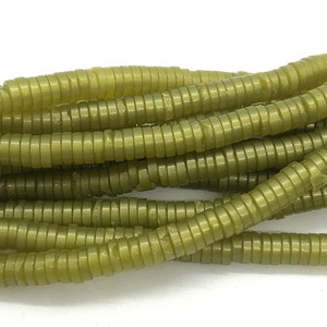 Vintage Lucite Olive Moonglow Spacer Heishi Beads
