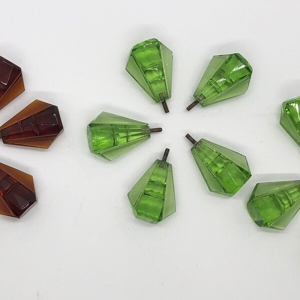 Art Deco Vintage Transparent Glass Drawer Pulls