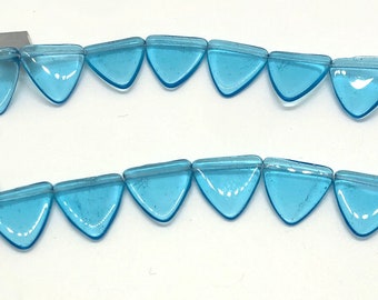 Vintage Czech Triangle Drop Transparent Aqua Blue Glass Beads