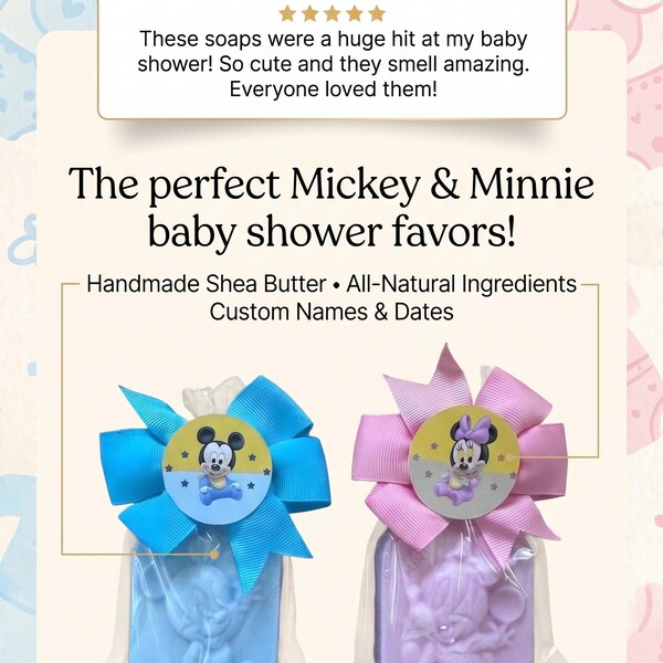 Cadeaux de naissance Mickey ou Minnie Mouse : Beurre de karité fait main