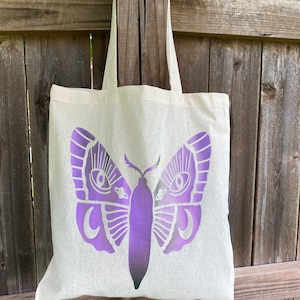 Moth Tote Bag, Moon Butterfly Tote, Moon Bag, Witchy Luna Moth Bag, Goth Bag Evil Eye Tote, Celestial Butterfly, Celestial Tote Canvas Bag
